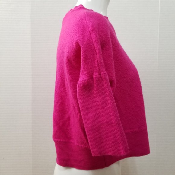 By Anthropologie sweater Medium pullover boxy cropped knit 98% wool stretch - Picture 4 of 12
